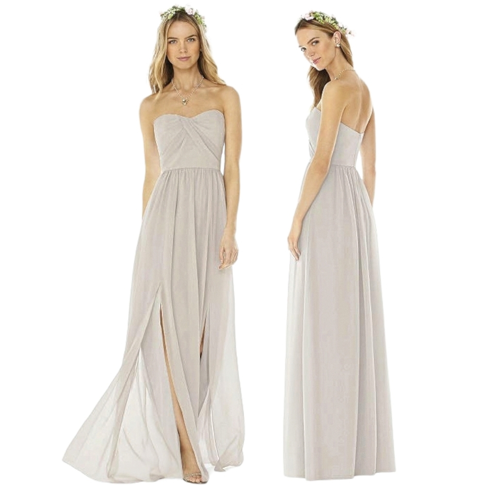 SOCIAL BRIDESMAIDS OYSTER CHIFFON DRAPED GOWN